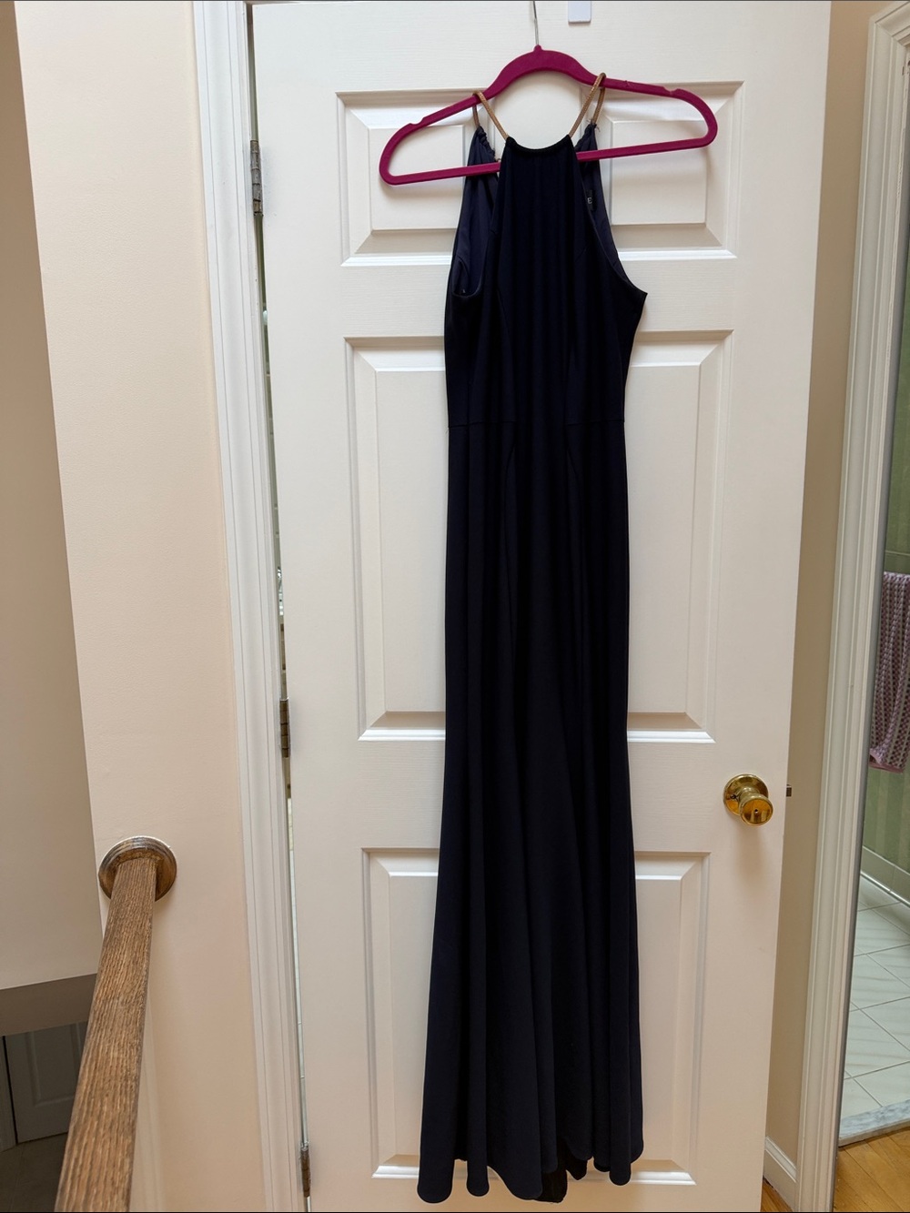 Xscape Navy Halter Maxi Dress
